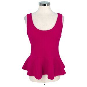 Ganni Peplum Textured Sleeveless Blouse Pink Size XL